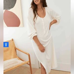 The Longsleeve Pointelle Nightgown Ivory